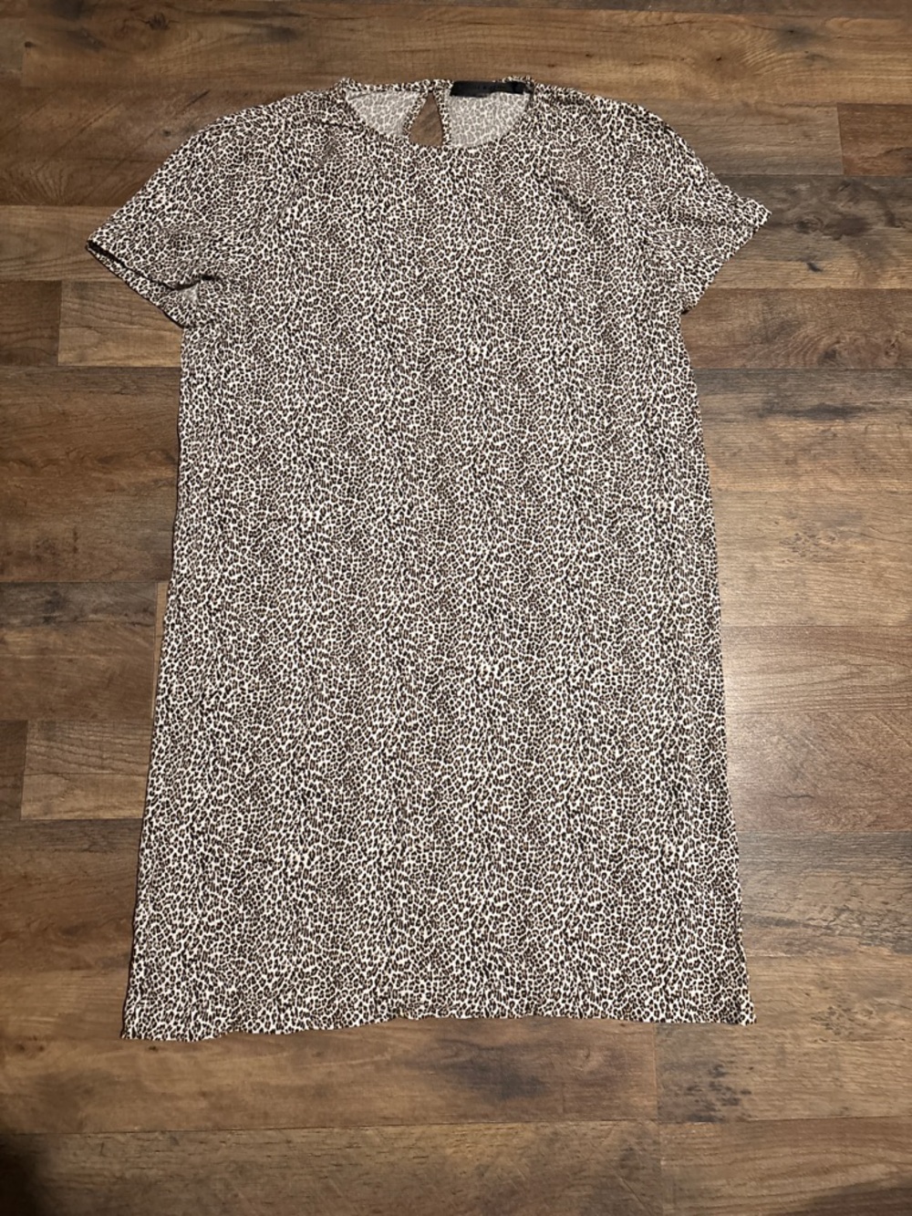 Jenni Kayne Beige and Black Leopard Shift Mini Dress